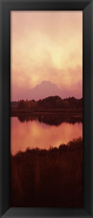 Framed Reflection of a mountain in a river, Oxbow Bend, Snake River, Grand Teton National Park, Teton County, Wyoming, USA Print