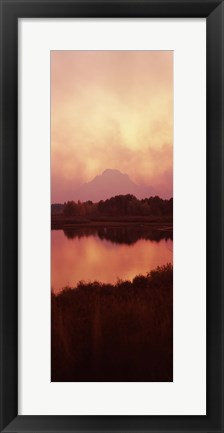 Framed Reflection of a mountain in a river, Oxbow Bend, Snake River, Grand Teton National Park, Teton County, Wyoming, USA Print