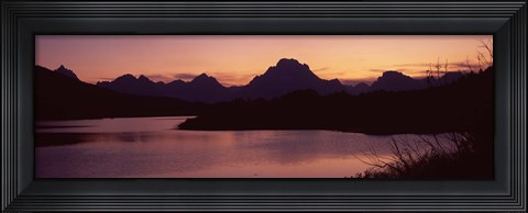 Framed River passing by a mountain range, Oxbow Bend, Snake River, Grand Teton National Park, Teton County, Wyoming, USA Print