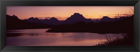 Framed River passing by a mountain range, Oxbow Bend, Snake River, Grand Teton National Park, Teton County, Wyoming, USA Print