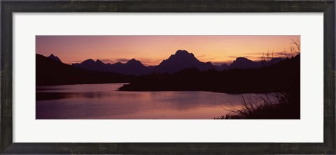 Framed River passing by a mountain range, Oxbow Bend, Snake River, Grand Teton National Park, Teton County, Wyoming, USA Print