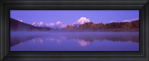 Framed Reflection of mountains in a river, Oxbow Bend, Snake River, Grand Teton National Park, Teton County, Wyoming, USA Print