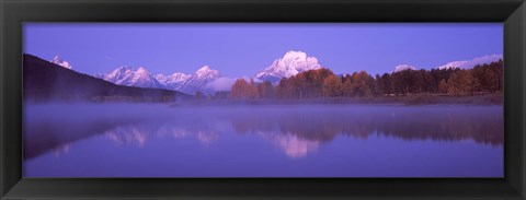 Framed Reflection of mountains in a river, Oxbow Bend, Snake River, Grand Teton National Park, Teton County, Wyoming, USA Print