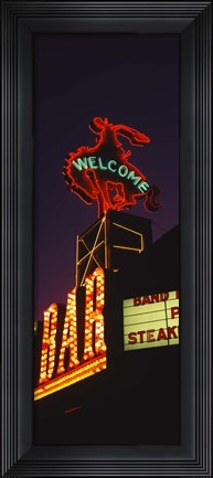 Framed Welcome sign of a bar, Million Dollar Cowboy Bar, Jackson, Jackson Hole, Teton County, Wyoming, USA Print