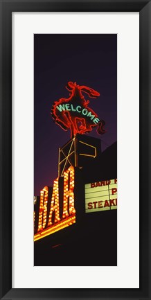 Framed Welcome sign of a bar, Million Dollar Cowboy Bar, Jackson, Jackson Hole, Teton County, Wyoming, USA Print
