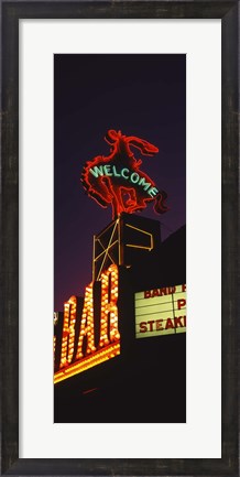 Framed Welcome sign of a bar, Million Dollar Cowboy Bar, Jackson, Jackson Hole, Teton County, Wyoming, USA Print
