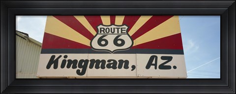 Framed Low angle view of a road sign, Route 66, Kingman, Mohave County, Arizona, USA Print