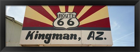 Framed Low angle view of a road sign, Route 66, Kingman, Mohave County, Arizona, USA Print