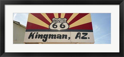 Framed Low angle view of a road sign, Route 66, Kingman, Mohave County, Arizona, USA Print