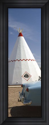 Framed Car with a teepee in the background, Wigwam Motel, Route 66, Holbrook, Navajo County, Arizona, USA Print