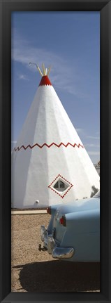 Framed Car with a teepee in the background, Wigwam Motel, Route 66, Holbrook, Navajo County, Arizona, USA Print