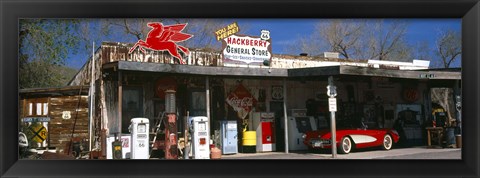 Framed Store with a gas station on the roadside, Route 66, Hackberry, Arizona Print