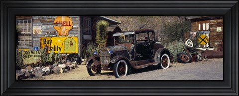 Framed Abandoned vintage car at the roadside, Route 66, Arizona Print