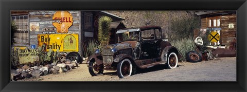 Framed Abandoned vintage car at the roadside, Route 66, Arizona Print