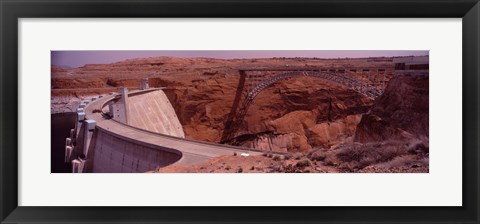 Framed High angle view of a dam, Glen Canyon Dam, Lake Powell, Colorado River, Page, Arizona, USA Print