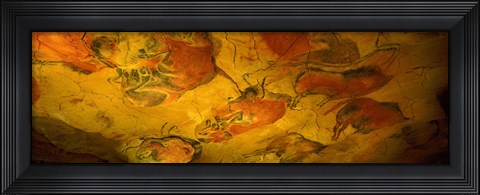 Framed Paleolithic paintings, Altamira Cave, Santillana del mar, Cantabria, Spain Print