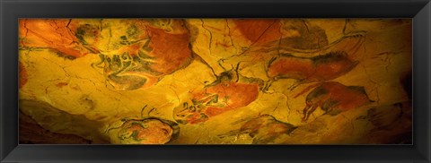 Framed Paleolithic paintings, Altamira Cave, Santillana del mar, Cantabria, Spain Print