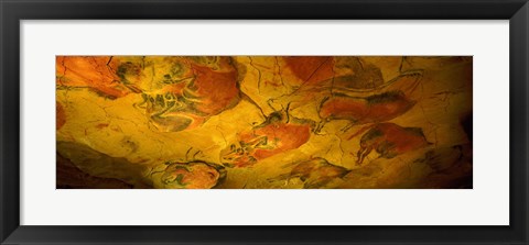 Framed Paleolithic paintings, Altamira Cave, Santillana del mar, Cantabria, Spain Print