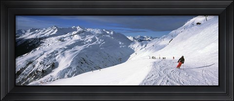 Framed Tourists skiing in a ski resort, Sankt Anton am Arlberg, Tyrol, Austria Print