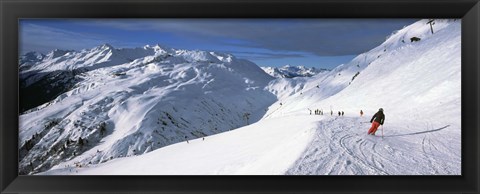 Framed Tourists skiing in a ski resort, Sankt Anton am Arlberg, Tyrol, Austria Print