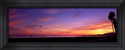 Framed Sunset over the ocean, Santa Barbara, California, USA Print