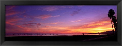 Framed Sunset over the ocean, Santa Barbara, California, USA Print