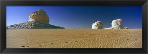 Framed Rock formations in a desert, White Desert, Farafra Oasis, Egypt Print