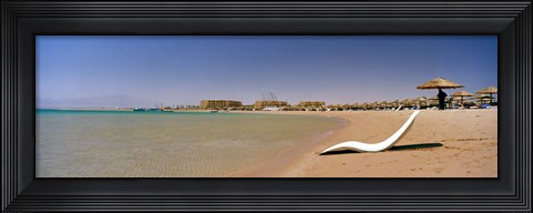 Framed Chaise longue on the beach, Soma Bay, Hurghada, Egypt Print