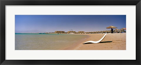 Framed Chaise longue on the beach, Soma Bay, Hurghada, Egypt Print