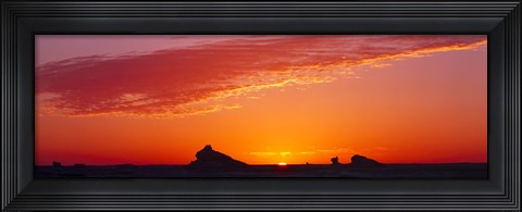 Framed Silhouette of rock formations in a desert, White Desert, Farafra Oasis, Egypt Print