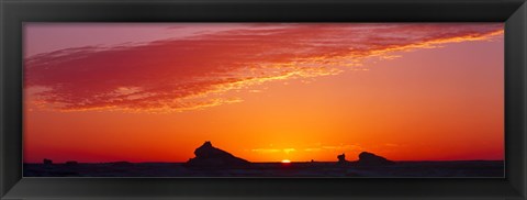 Framed Silhouette of rock formations in a desert, White Desert, Farafra Oasis, Egypt Print