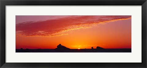 Framed Silhouette of rock formations in a desert, White Desert, Farafra Oasis, Egypt Print