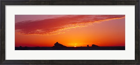 Framed Silhouette of rock formations in a desert, White Desert, Farafra Oasis, Egypt Print