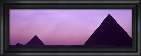 Framed Silhouette of pyramids at dusk, Giza, Egypt Print