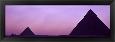 Framed Silhouette of pyramids at dusk, Giza, Egypt Print