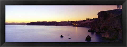 Framed Coastal city at dusk, Ras Um Sid, Sharm al-Sheikh, Sinai Peninsula, Egypt Print