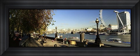 Framed Ferris wheel at the riverbank, Millennium Wheel, Thames River, London, England Print