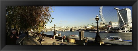 Framed Ferris wheel at the riverbank, Millennium Wheel, Thames River, London, England Print