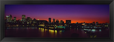 Framed City lit up at dusk, Montreal, Quebec, Canada 2010 Print