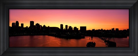 Framed Silhouette of buildings at dusk, Montreal, Quebec, Canada 2010 Print