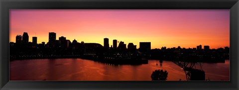 Framed Silhouette of buildings at dusk, Montreal, Quebec, Canada 2010 Print