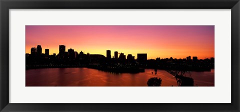 Framed Silhouette of buildings at dusk, Montreal, Quebec, Canada 2010 Print