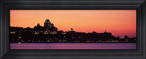 Framed City at dusk, Chateau Frontenac Hotel, Quebec City, Quebec, Canada Print