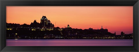 Framed City at dusk, Chateau Frontenac Hotel, Quebec City, Quebec, Canada Print