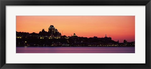 Framed City at dusk, Chateau Frontenac Hotel, Quebec City, Quebec, Canada Print