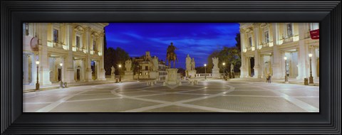 Framed Marcus Aurelius Statue at a town square, Piazza del Campidoglio, Capitoline Hill, Rome, Italy Print