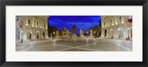 Framed Marcus Aurelius Statue at a town square, Piazza del Campidoglio, Capitoline Hill, Rome, Italy Print