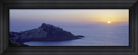 Framed Town at a coast, Castelsardo, Sassari, Sardinia, Italy Print