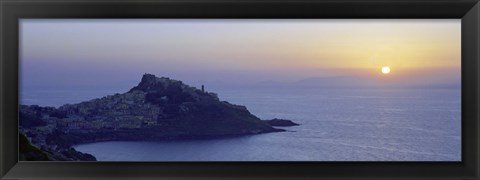 Framed Town at a coast, Castelsardo, Sassari, Sardinia, Italy Print