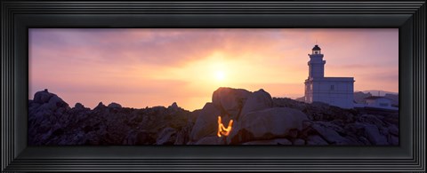 Framed Lighthouse on the coast, Capo Testa, Santa Teresa Gallura, Sardinia, Italy Print